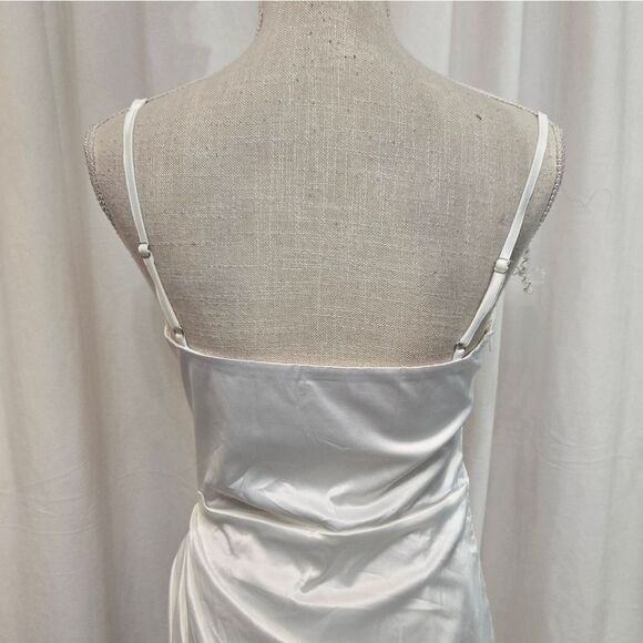 Women's Satin Slip Dress Cowl Neck Backless Ruched Bodycon Sexy Club Midi sz M - Picture 8 of 14